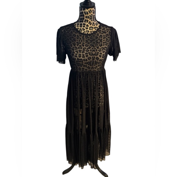 Torrid Black Sheer Polka Dot Midi Dress - Picture 3 of 5